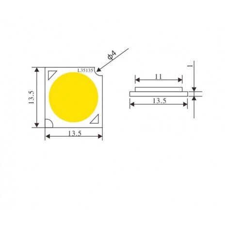 LED COB 13,5MM , PUTERE 5W